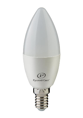 Лампа светодиодная RS LED C37 E14 8W 220-240V 8Вт свеча 4000К E14 800лм 220-240В Ra90 Русский Свет 20010545133