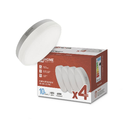 Лампа светодиодная LED-GX53-VC 4PACK 10Вт 6500К холод. бел. 950лм 230В (уп.4шт) IN HOME 4690612052953