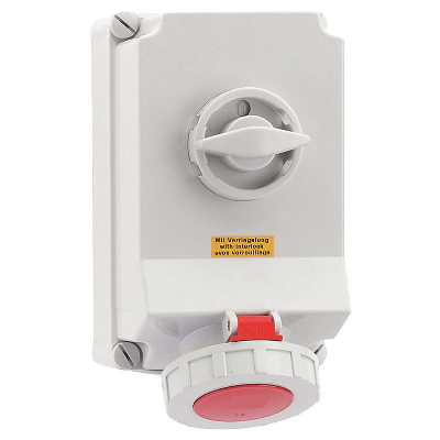 Розетка 63А 4п 3P+PE 6ч 400В IP67 260х160 с блокировкой Bals 16604