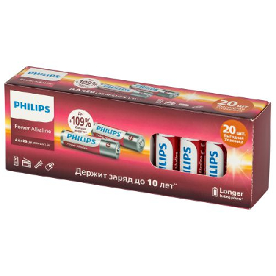 Элемент питания алкалиновый AAA/LR03 1.5В Power (блист.20шт) LR03P20BX/51 Philips Б0064654