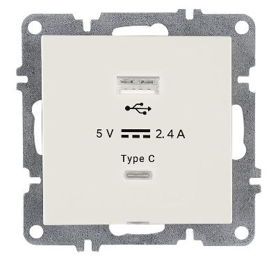 Розетка LAVIN/KAREN USB + TYPE-C механизм бел. ARVIA 50 01 1000 304