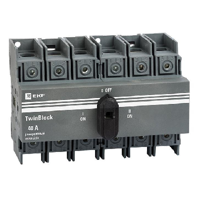 Рубильник 3п 40А реверсивный с рукояткой для прямой установки TwinBlock EKF tb-s-40-3p-rev