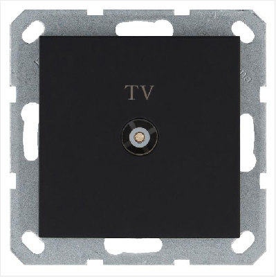 Розетка телевизионная оконечная TV Ф9.5мм механизм черн. матов. soft touch Jasmart G6001PB