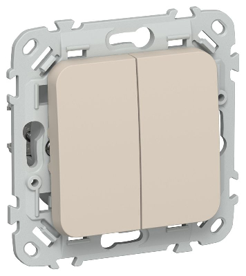 Выключатель 2-кл. СП FLITE ВС12-1-0-ФлЛ 10А механизм льняной IEK FI-V20-0-10-1-K88