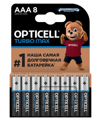 Элемент питания алкалиновый AAA/LR03 (блист. 8шт) Turbo Max Opticell 6053008