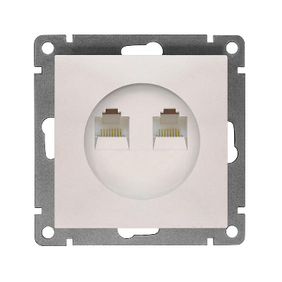 Розетка компьютерная 2-м СП Афина RJ45 кат.5E механизм жемчуж. Universal A1086-OBr