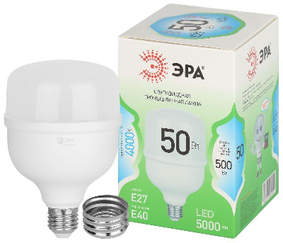 Лампа светодиодная GREEN LINE POWER T100-50W-840-E27/E40 GL 50Вт колокол 4000К яркий свет бел. E27/E40 Эра Б0067034