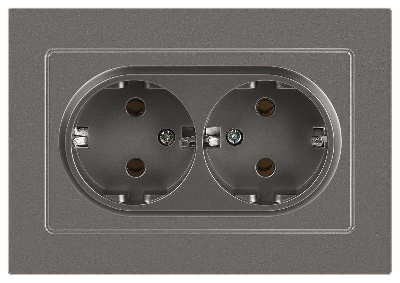 Розетка 2-м СП Accent 6-205-09 16А IP20 250В 2P+E Schuko AL/CU титан Intro Б0063500