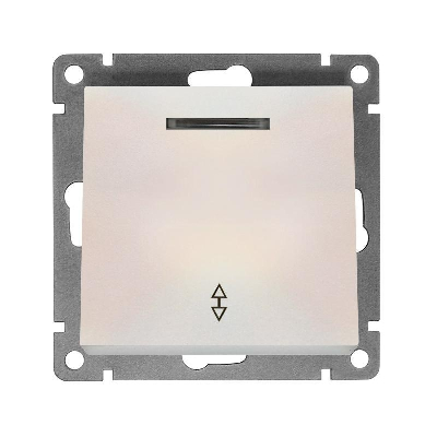 Переключатель проходной 1-кл. СП Афина 10А IP20 с подсветкой механизм жемчуж. Universal A0125-OBr