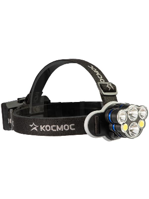 Фонарь налобный 2х4Вт T6 2х2Вт XPE 2x2Вт COB /Li-ion 2х1200мА.ч ABS пластик КОСМОС (KOC852Lit)
