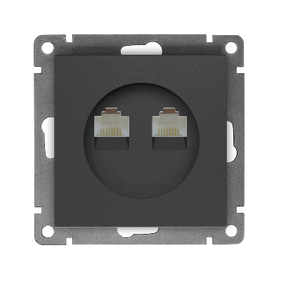 Розетка компьютерная 2-м СП Афина RJ45 кат.5E механизм графит Universal A1086-Gr