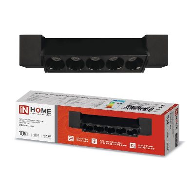 Светильник светодиодный трековый TOP-LINE л.-02R-TL 10Вт 4000К IP40 1000лм 210мм 24град. линейный поворотн. черн. IN HOME 4690612045719