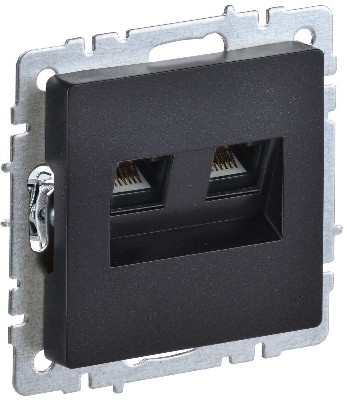 Розетка компьютерная двойн. СП RJ45 кат.5E BRITE РК10-2-БрЧ механизм черн. IEK BR-K20-1-K02