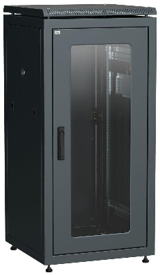 Шкаф сетевой 19дюйм LINEA N 24U 600х600мм стеклянная передняя дверь задняя металлическая черн. ITK LN05-24U66-GM