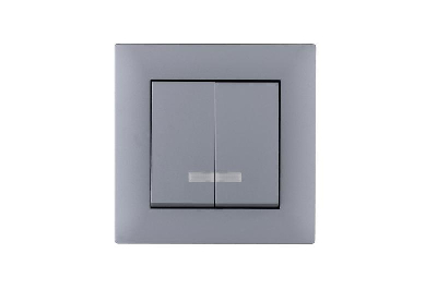 Выключатель 2-клав. с подсветкой Karea RIZZ STAR сер. Makel 88065023