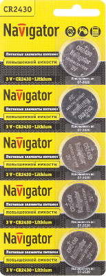 Элемент питания литиевый CR2430 94 781 NBT-CR2430-BP5 (блист.5шт) Navigator 94781