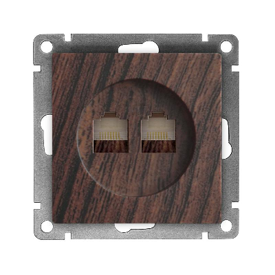Розетка компьютерная 2-м СП Афина RJ45 кат.5E механизм венге Universal A1086-V
