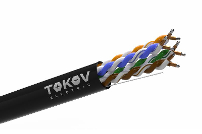 Кабель витая пара U/UTP 4х2х24 AWG кат.5E CCA PE outdoor Fluke tested 305м (м) TOKOV ELECTRIC TKL-C06-U42CCA-5E-305-OD
