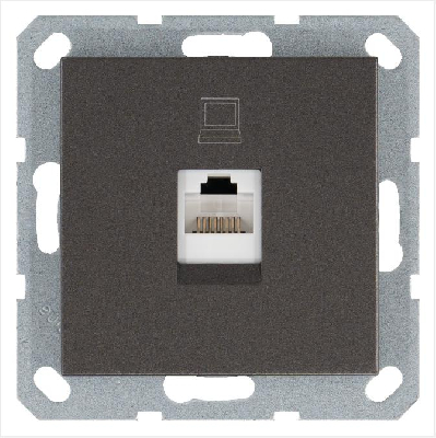 Розетка компьютерная 1-м RJ45 IP20 кат. 5E механизм мокко Jasmart G6105Z