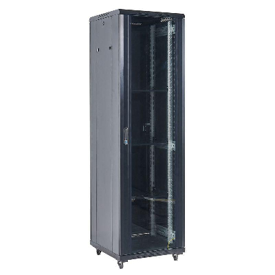 Шкаф телекоммуникационный напольный 19дюйм 42U 600х800х2054 передняя дверь стекло дверь задняя металл разборный черн. RAL9005 Rexant 04-4268-212
