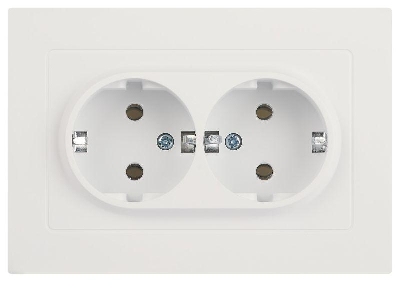 Розетка 2-м СП Accent 6-205-01М 16А IP20 250В 2P+E Schuko AL/CU бел. матов. Intro Б0063487