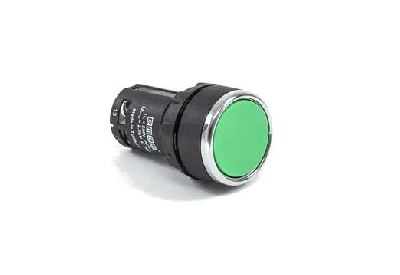 Кнопка нажимная моноблочная 22мм IP 40 2НЗ зел. EMAS MB202DY