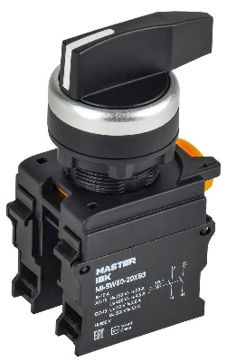 Переключатель 3 полож. 2НО длин. ручка черн. MASTER IEK MI-SW60-20XB3-4-25-3-K02