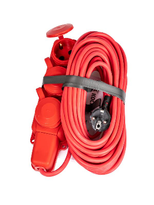 Удлинитель на каучуковой колодке 3х10м 16А IP44 250В 4кВт каучук КГ 3х2.5 красн. УХз16 Россия КОСМОС YKsm10m-3g(16A)KG-R