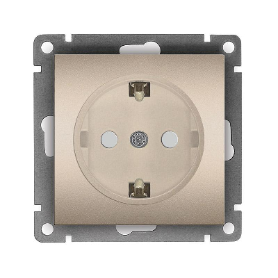 Розетка 1-м СП Афина 16А IP20 с заземл. защ. шторки механизм шампань Universal A0049-Br