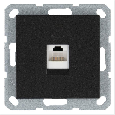 Розетка компьютерная 1-м RJ45 IP20 кат. 5E механизм антрацит Jasmart G6105B