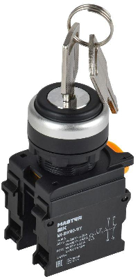 Переключатель 2 полож. 1НО+1НЗ с ключом черн. MASTER IEK MI-SW60-11Y-3-34-2-K02