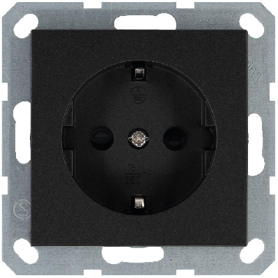 Розетка 1-м Shuko 16А IP20 с заземл. защ. шторки механизм антрацит Jasmart G5501B