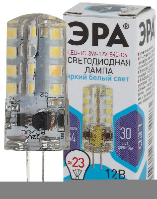 Лампа светодиодная LED-JC-3W-12V-840-G4 240лм ЭРА Б0033194