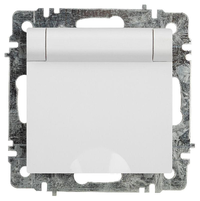 Розетка 1-м СП Accent 6-203-01 16А IP20 250В 2P+E Schuko с крышкой AL/CU бел. Intro Б0063709