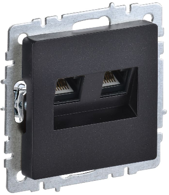 Розетка компьютерная двойн. СП RJ45 кат.6 BRITE РК11-2-БрЧ механизм черн. IEK BR-K20-2-K02