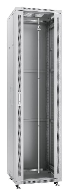 Шкаф монтажный телекоммуникационный напольный SH-05C-47U60/100 19дюйм для распред. и серверн. оборудования 47U 600х1000х2277мм передн. стеклян. и задн. сплошн. метал. двери ручка с замком сер. (RAL 7035) Cabeus 7160c