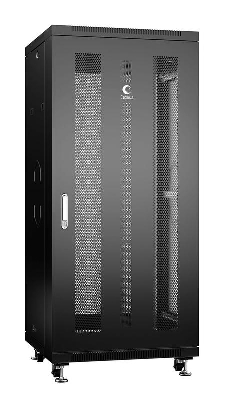 Шкаф монтажный телекоммуникационный напольн. ND-05C-27U60/100-BK 19дюйм 27U 600х1000х1388мм для распределит. и серверн. оборудования; передн. и задн. перфорир. двери ручка с замком RAL 9004 черн. Cabeus 8533c