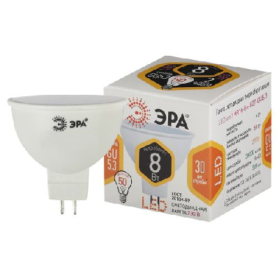 Лампа светодиодная STD LED MR16-8W-827-GU5.3 GU5.3 8Вт софит тепл. бел. Эра Б0057002