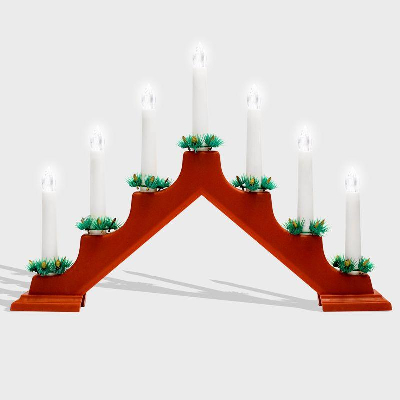 Горка новогодняя 7 свечек (7LED) тепл. бел. 0.5Вт 220-240В IP20 красн. Neon-Night 501-082