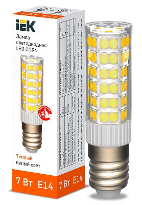 Лампа светодиодная CORN 7Вт капсула 3000К E14 230В керамика IEK LLE-CORN-7-230-30-E14