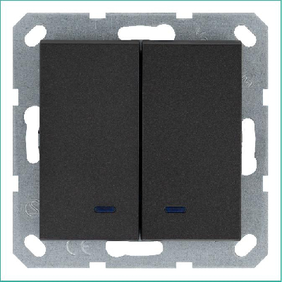 Выключатель 2-кл. 10А IP20 с подсветкой механизм антрацит Jasmart G3023NB