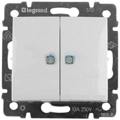 Выключатель 2-кл. СП Valena 10А IP20 с индикацией механизм бел. (DIY-упак.) IEK 694278