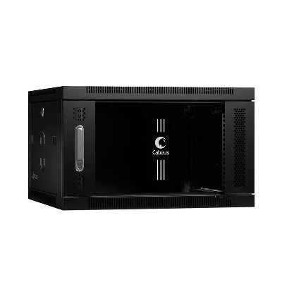 Шкаф телекоммуникационный настенный SH-05F-6U60/35-BK 19дюйм 6U 600х350х368мм дверь стекло черн. (RAL 9004) Cabeus 8608c